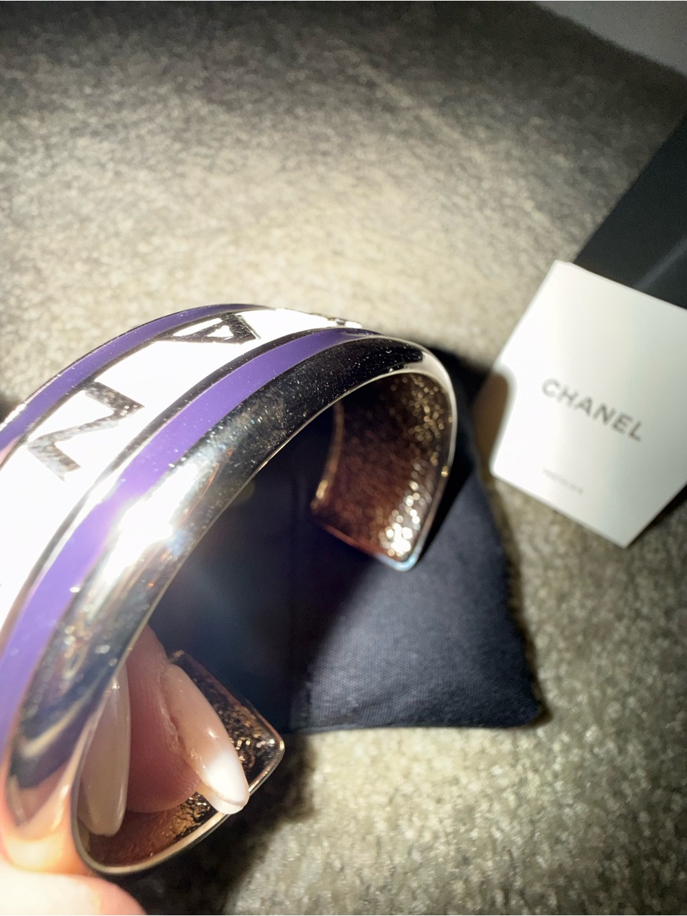 CHANEL AUTHENTIC Black, White & Gold Logo Enamel Cuff Bracelet “NEW” - Picture 6 of 9